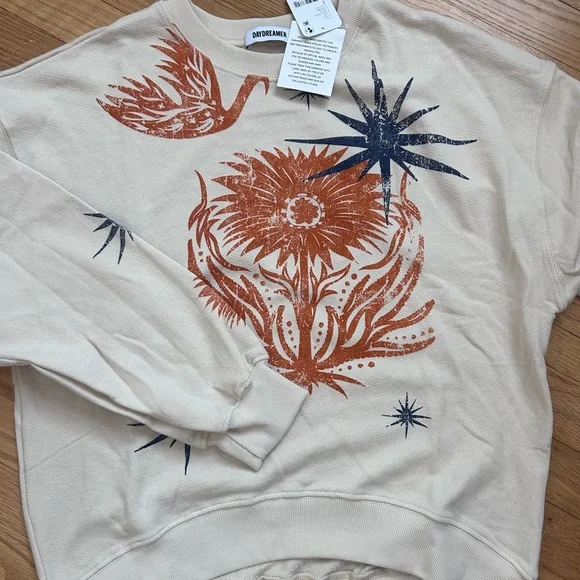 NWT We The Free People (Daydreamer) Floral Stamp Cream Sweatshirt, size small - Picture 3 of 4